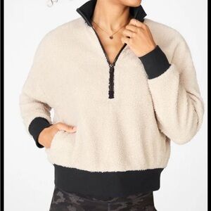 Fabletics Size XXL Dream Polar Half Zip Fleece Sherpa Teddy Cropped Jacket Coat